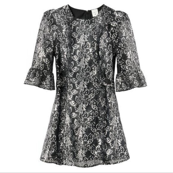 NWOT H&M X The Vampire’s Wife Mystique Black Lace Metallic Mini Dress Size: L… - Picture 12 of 16